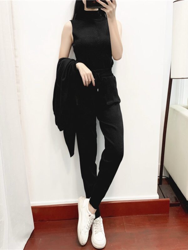 Solid Sweater Set - Black