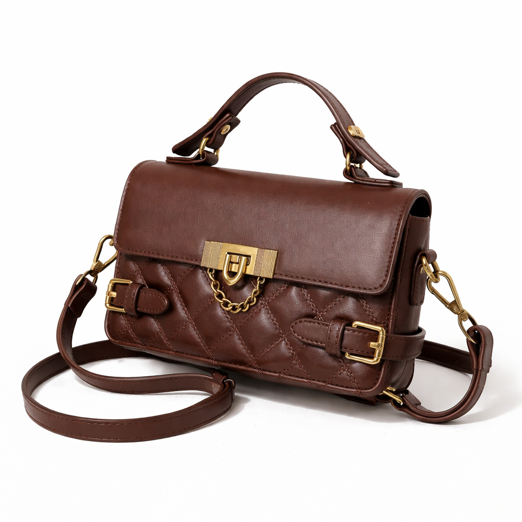Belle Leather Strap Purse - Brown - Image 2