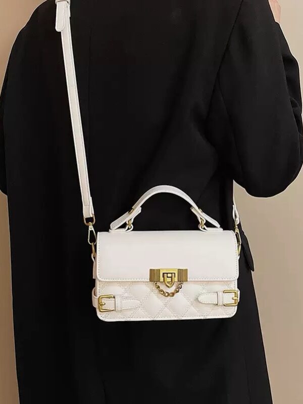 Belle Leather Strap Purse - white