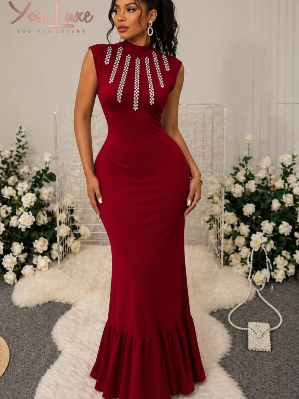 Myka Studed Dress - burgundy
