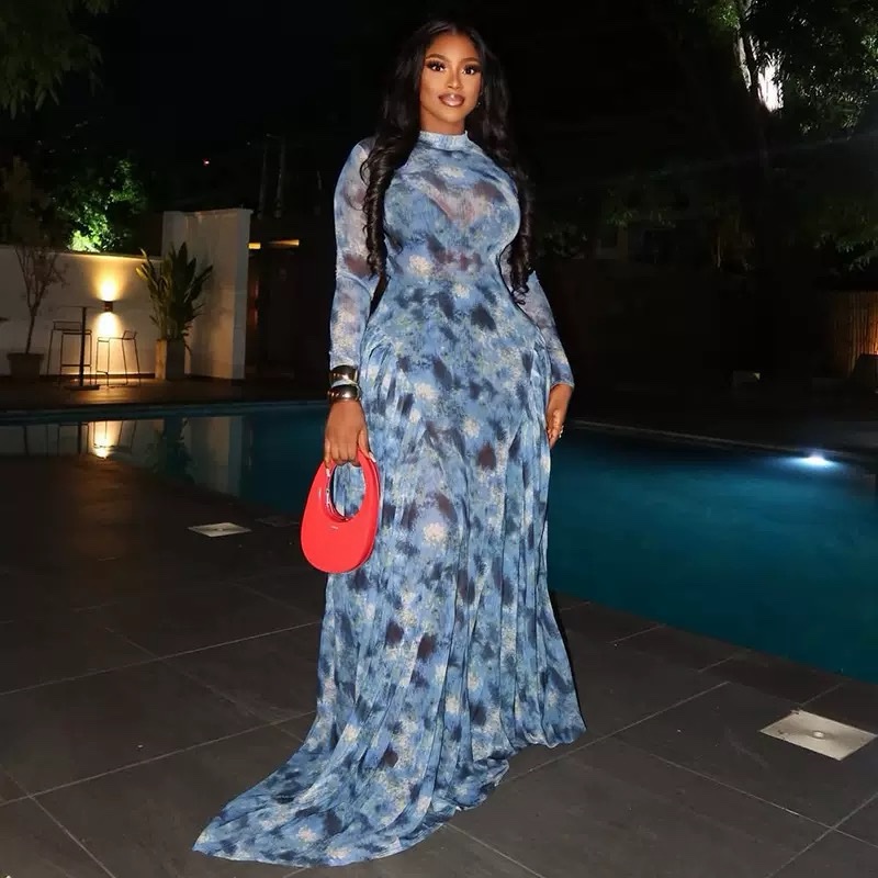 Ocean Wave Blue Mesh Dress