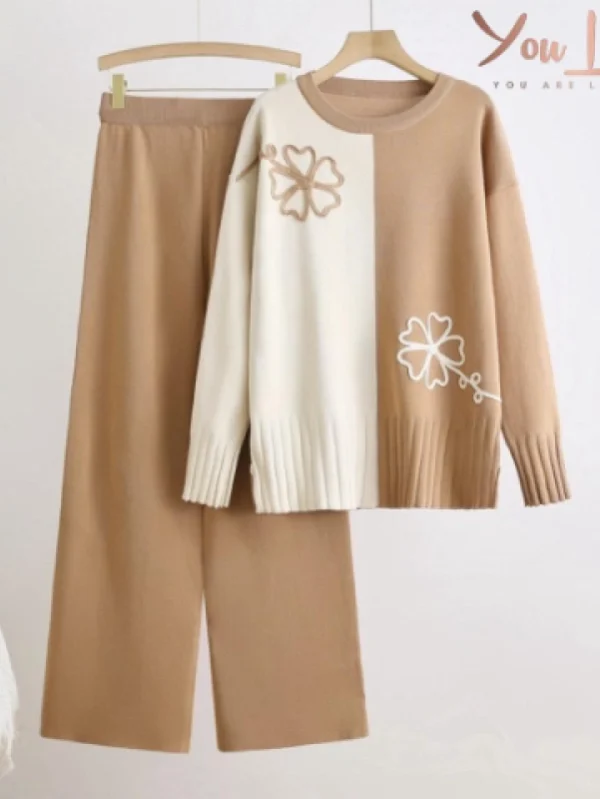 Abby Flower Two Sides Sweater Set
