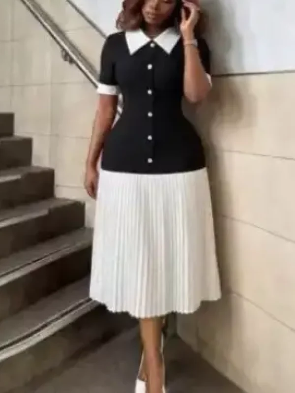 Classy Pleated Sweater Dress