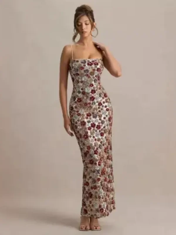 Floral Sequin Party Dress