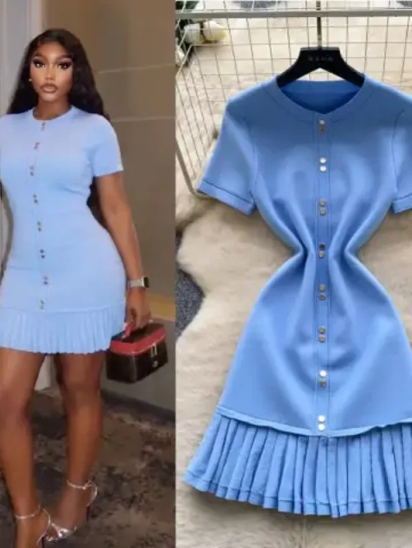 French Pleated bottom dress